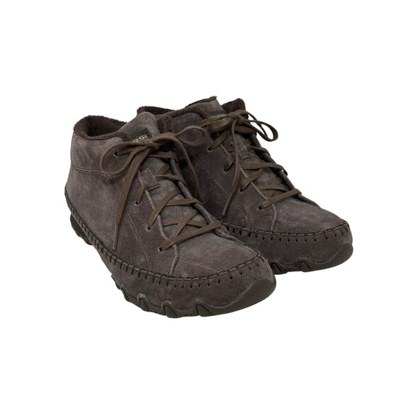 Skechers‎ Womens Totem Pole Relaxed Fit Brown Leather Ankle Boots Moc Toe Size 7 - Picture 1 of 10